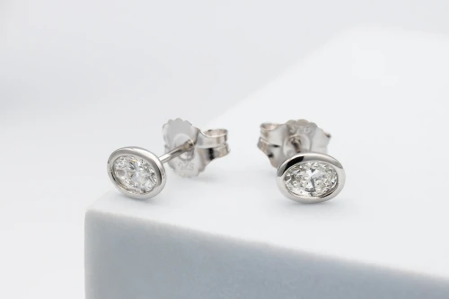 Sterling Silver Lab Grown Oval Cut Diamond Stud Earrings 1.12ct
