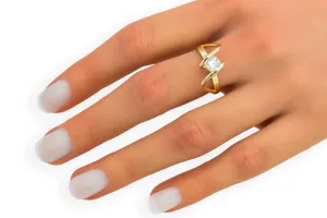 9ct Yellow Gold Cubic Zirconia Twist Ring 3.1g