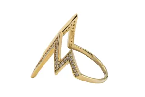 9ct Yellow Gold Cubic Zirconia Zigzag Ring 2.3g