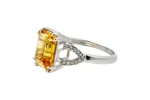9ct White Gold Citrine & Diamond Ring 0.10ct 3.4g