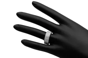 Wide Pavé Diamond Statement Ring in White Gold 1.90ct