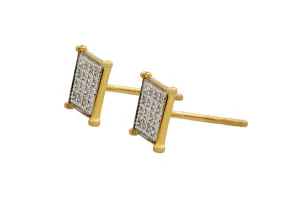 9ct Yellow Gold Square Diamond Stud Earrings 1.0g