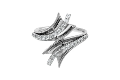 14ct White Gold Diamond Art Deco Ring 0.47ct 4.3g