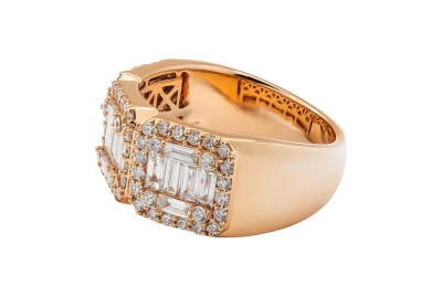 18ct Rose Gold Baguette Diamond Statement Ring 1.87ct