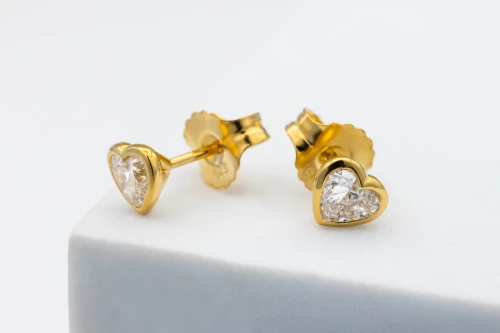 Gold Plated Sterling Silver Lab Grown Heart Cut Diamond Stud Earrings 1.06ct