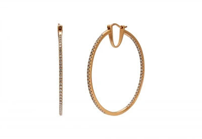 18ct Rose Gold Diamond Hoop Earrings 0.92cts