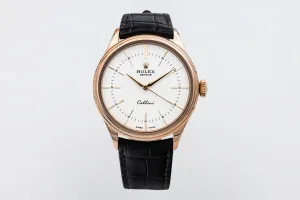 Rolex Cellini 39mm Black Leather 18ct Rose Gold 50505 2019