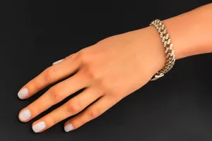 9ct Yellow Gold Diamond Cuban Bracelet 8.5" 42.1g