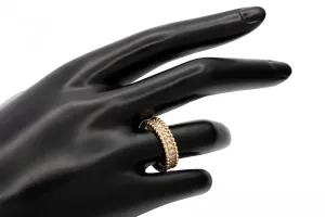 9ct Yellow Gold Double Row Milgrain Design CZ Band 4.2g