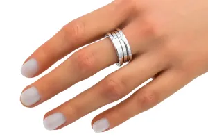 Bvlgari B.zero1 Three Band Ring 18ct White Gold Size 54 (M)