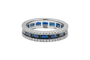 18ct White Gold Diamond & Sapphire Eternity Ring