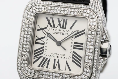 Cartier Santos 100XL 41mm Black Leather 3774 Circa 2010