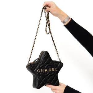 Chanel Black Leather Limited Edition Star Handbag