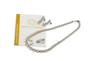 18ct White Gold Lab Diamond Heart Necklace & Earrings Set 3.85ct & 1.36ct