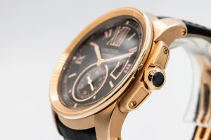 Cartier Calibre De Cartier 42mm Black Leather W7100007 Circa 2010