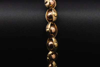 9ct Rose & Yellow Gold Ball Cage Bracelet 21.4g