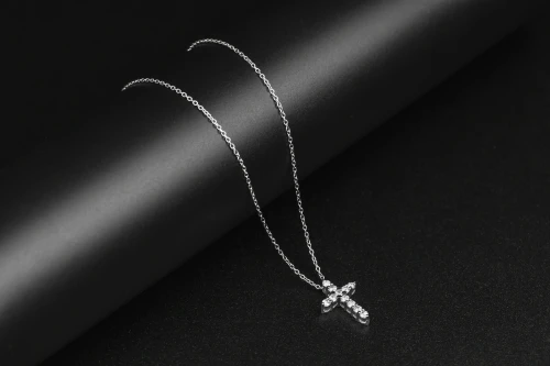 18ct White Gold Natural Diamond Cross & Anchor Link Chain 0.30ct G VS 18" 3.4g