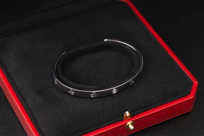 Cartier LOVE 1 Diamond Cuff Bracelet 18ct White Gold Size 18 0.10ct