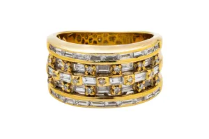 18ct Yellow Gold Diamond Ring Baguette And Brilliant Cut 1.59ct