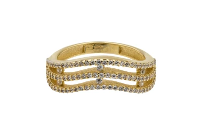 9ct Yellow Gold Cubic Zirconia Multi-Row Dress Ring 3.9g