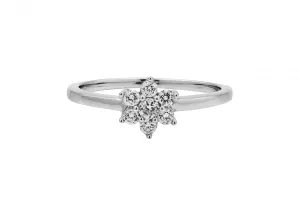 9ct White Gold Diamond Flower Set Ring 0.30ct