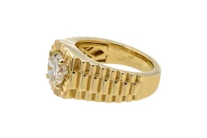 9ct Yellow Gold Diamond President Design Mens Ring 1.70ct GIA Certified