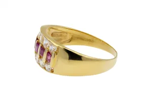 18ct Yellow Gold Ruby & Cubic Zirconia Ring 4.6g