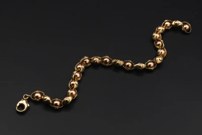 9ct Rose & Yellow Gold Ball Cage Bracelet 21.4g