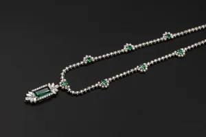 18ct White Gold Diamond and Emerald Necklace 3.61cts