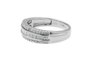 14ct White Gold Princess & Brilliant Cut Diamond Ring 0.75ct 3.4g