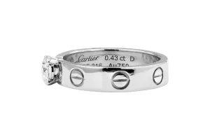 Cartier LOVE 18ct White Gold Solitaire Diamond Ring 0.43ct