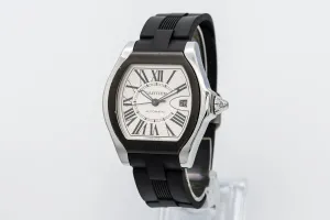 Cartier Roadster 39mm Stainless Steel Black Rubber W6206018 Circa 2010