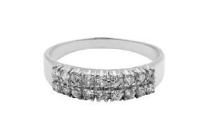14ct White Gold Double Row Channel Diamond Wedding Ring 0.36ct