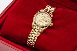 Rolex Lady DateJust 26mm 18ct Yellow Gold Presidential 69178 1989