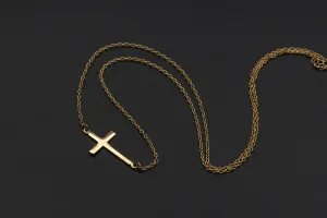 9ct Yellow Gold Chain And Cross 1.8g