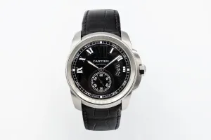 Cartier Calibre De Cartier 42mm Black Leather W7100014/3299 Circa 2011