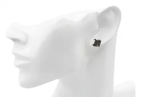 9ct White Gold Black Diamond Black Plated Stud Earrings 0.45ct 2g