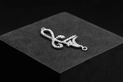 9ct White Gold Arabic "I Love You" Pendant 0.45cts