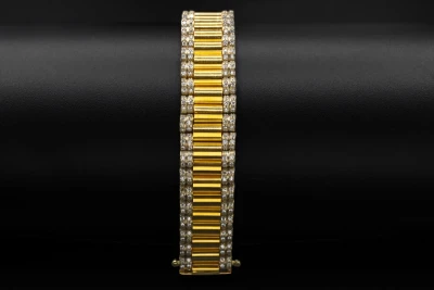 9ct Yellow Gold Cubic Zirconia Presidential Bracelet 43.8g