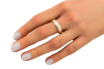 9ct Yellow Gold Diamond Set Classic Band Ring 0.05ct 4.2g