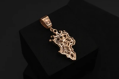 9ct Rose Gold Diamond Africa Map Crown Pendant 1.65ct