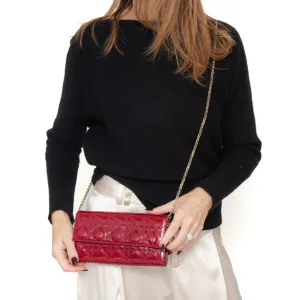 Dior Red Patent Leather Cannage Lady Dior Wallet On Chain Bag