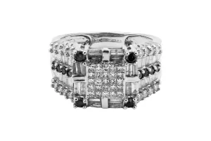 14ct White Gold  & Black Mens Diamond Ring 2.50ct
