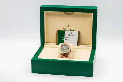 Rolex Day-Date 40mm 'Olive' 18ct Rose Gold Presidential 228235 2019 Unworn