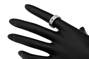 18ct White Gold Scattered Diamond And Pink Sapphire Ring 0.20ct