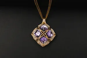 Chopard IMPERIALE 18ct Rose Gold Amethyst Diamond Pendant Necklace 23.3g