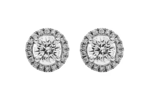 18ct White Gold Halo Diamond Stud Earrings 0.85ct