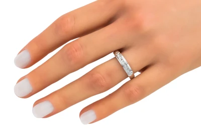 9ct White Gold Channel Set Diamond Eternity Wedding Band 0.08ct 2.1g