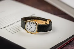 Cartier Chambord 27mm 18ct Yellow Gold Black Leather 10715 Circa 1970s