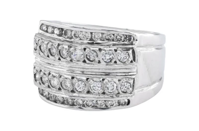 Wide Multi-Row Diamond Ring in 18ct White Gold